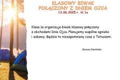 Slajd11 Informacja o klasowym biwaku klasy a z okazji Dnia Taty