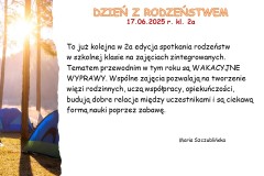 Slajd13 informacja o Dniu z rodzeństwem w klasie 2a