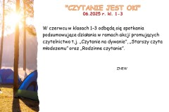Slajd17 informacja o podsumowaniu projektu  "Czytanie jest Ok!"