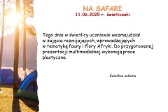 Slajd8 informacja o zajęciach świeticowych "Na safari"